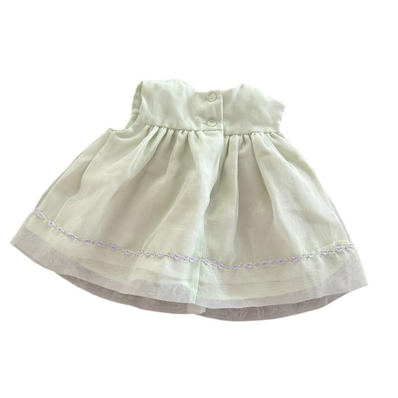 VTG Bryan & Co Green Lavender Dress Floral Tutu Sleeveless Baby Girl 0-3M - Picture 3 of 5